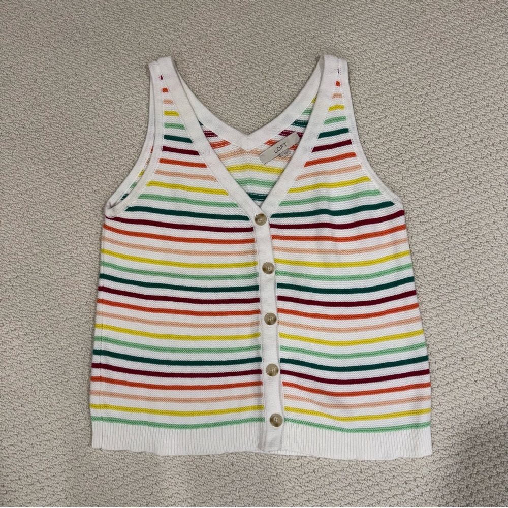Rainbow Knit Button-Up Tank